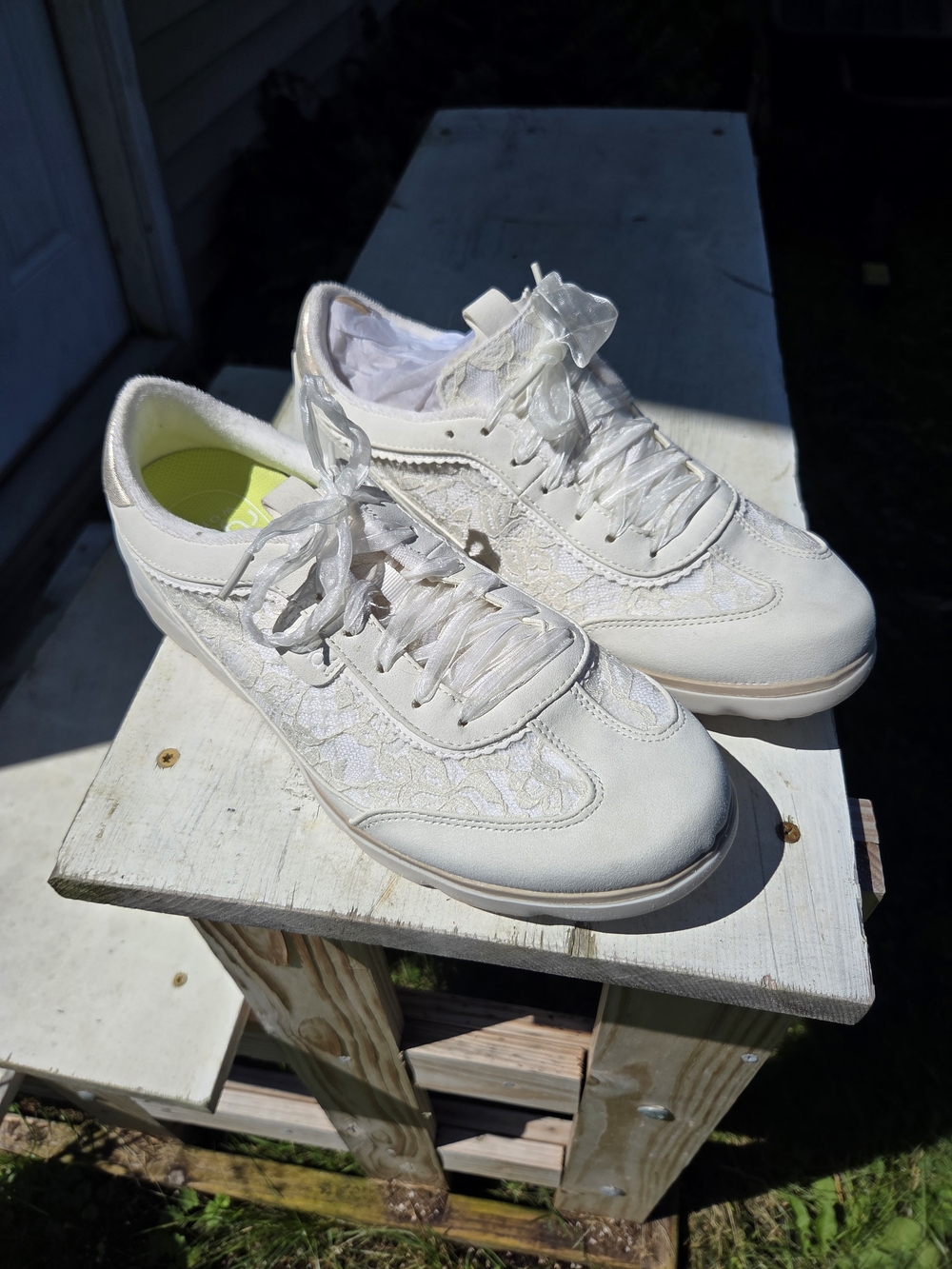 Ryka White Lace-Accent Sneakers NIB